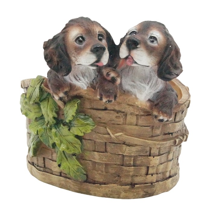 Кашпо декоративное Два щенка в лукошке, 12см 
Кашпо декоративное Два щенка в лукошке, 12см