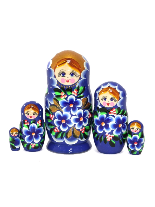 Матрешка Ниночка синяя, 14см