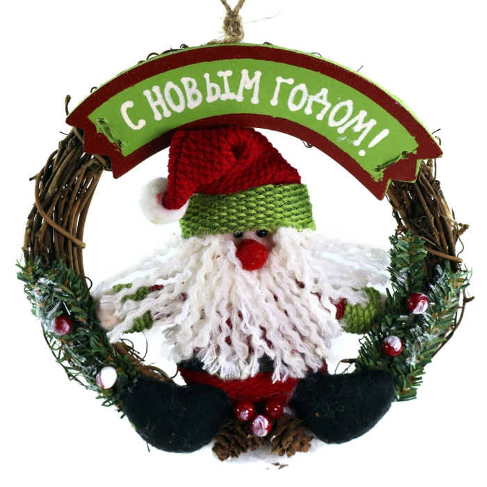 Венок с Дедом Морозом, 18см