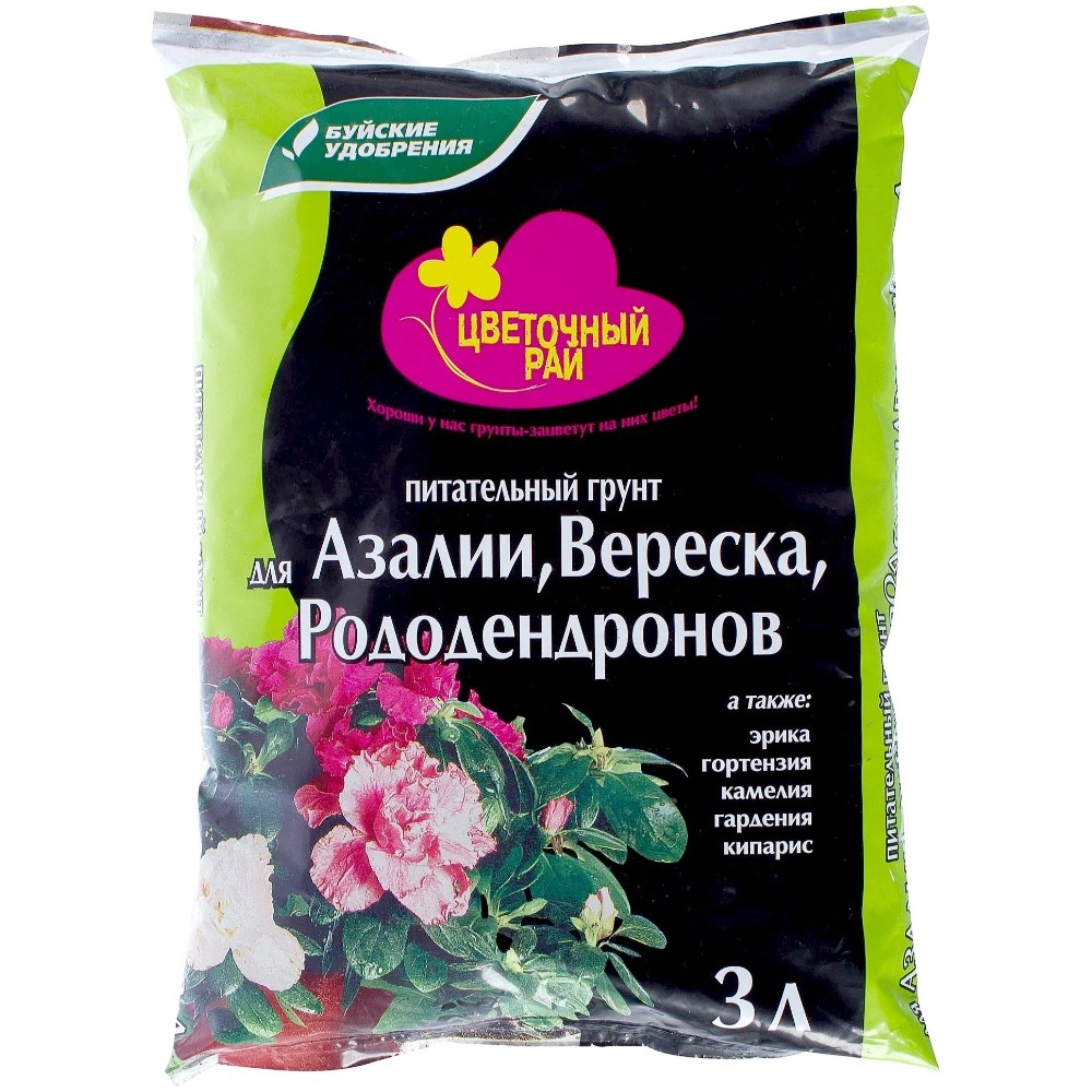 

Грунт питательный Цветочный рай для Азалий, Вереска, Рододендронов, 3л