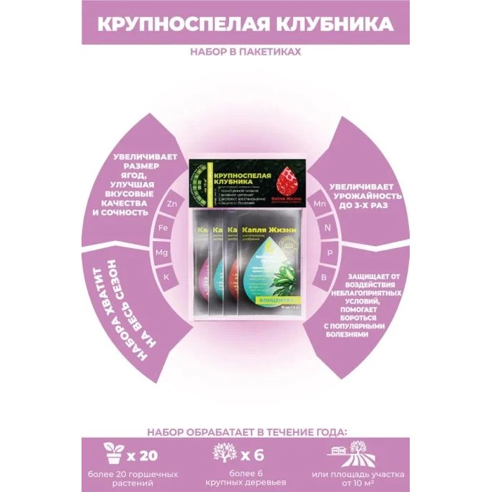 

Набор удобрений КАПЛЯ ЖИЗНИ Крупноспелая клубника, 60 мл