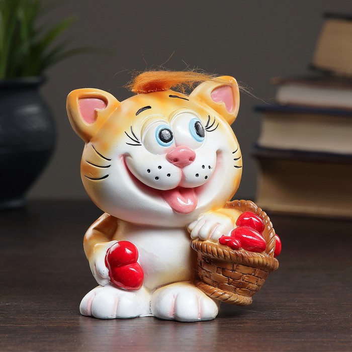 Копилка Котик с корзиной сердец
