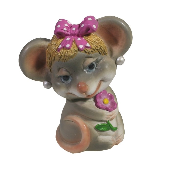 Фигурка декоративная Мышка Буся (серая)