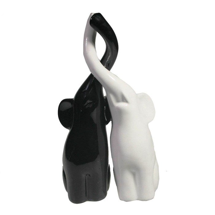 Фигура декоративная Пара слонов, черный-белый, 26см - купить с доставкой