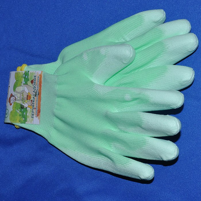 Перчатки садовые c нитриловым покрытием зеленые, размер М