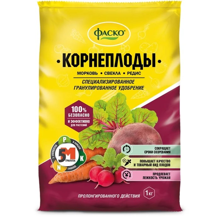 

Удобрение сухое 5М минеральное для Корнеплодов гранулированное, 1 кг