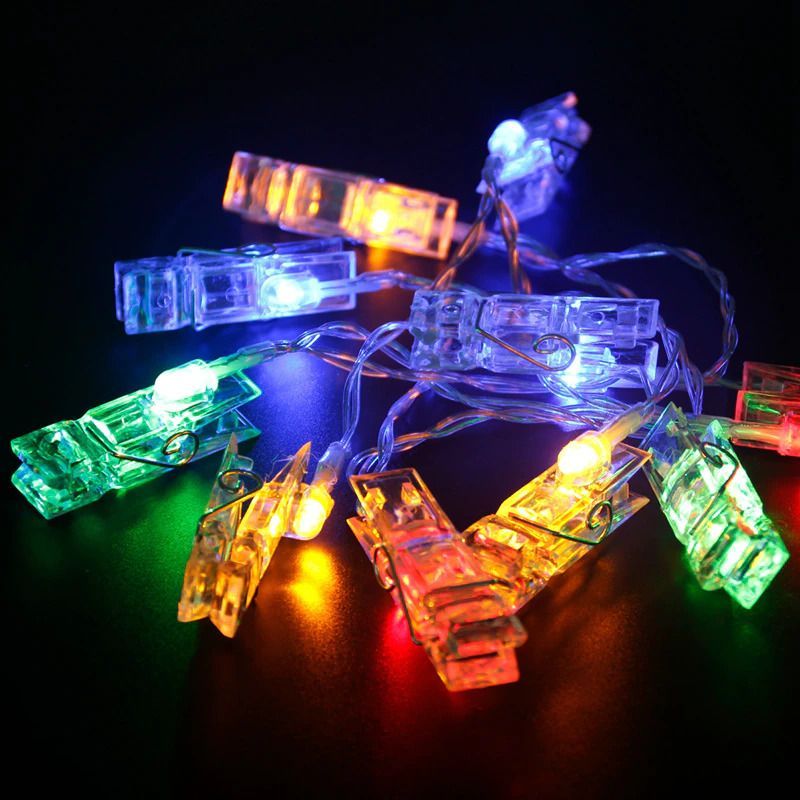 

Новогоднее украшение Гирлянда-прищепки для фото мультиколор на батарейках