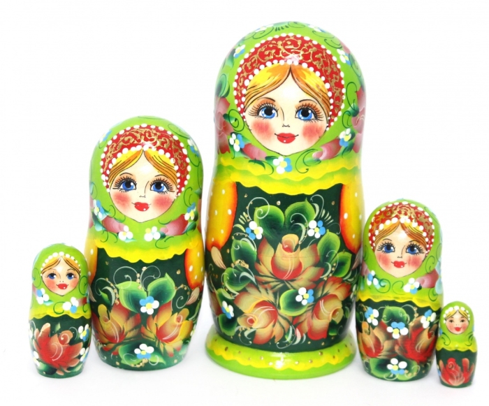 Матрешка Летняя сказка зеленая, 17см