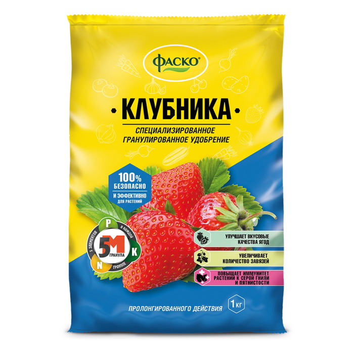 

Удобрение сухое 5М минеральное для Клубники гранулированное, 1 кг