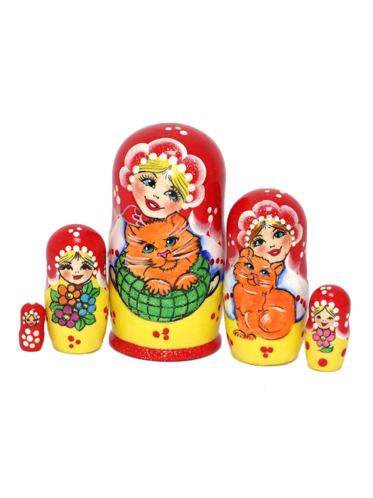 Матрешка Девочка с котом