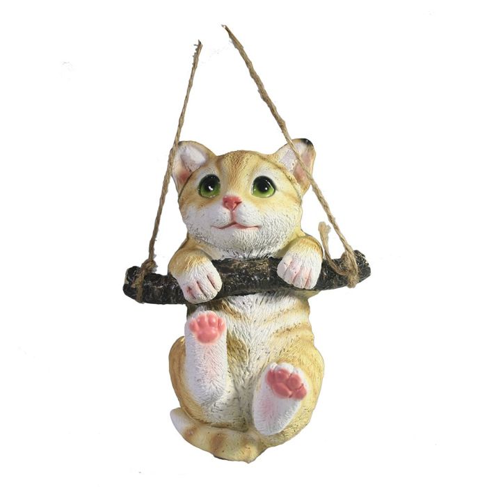 Котенок на ветке рыжий, 15,5см