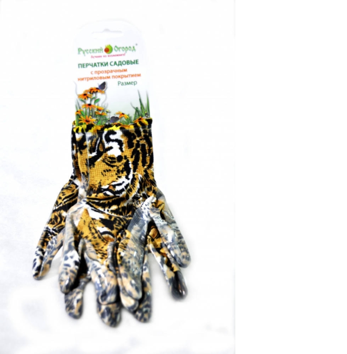 Перчатки Русский Огород нейлоновые с нитриловым покрытием леопардовые, размер, М