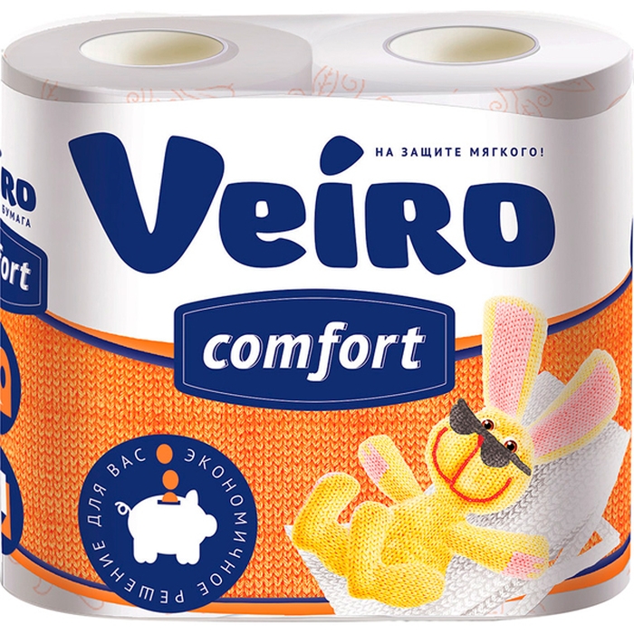 Туалетная бумага VEIRO Comfort 4шт 2сл Белая - купить с доставкой