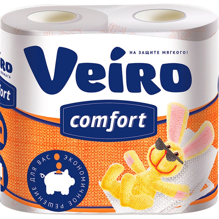 Туалетная бумага VEIRO Comfort 4шт 2сл Белая