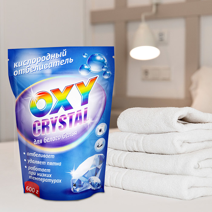 Кислородный отбеливатель Oxy crystal для белого белья, 600 г