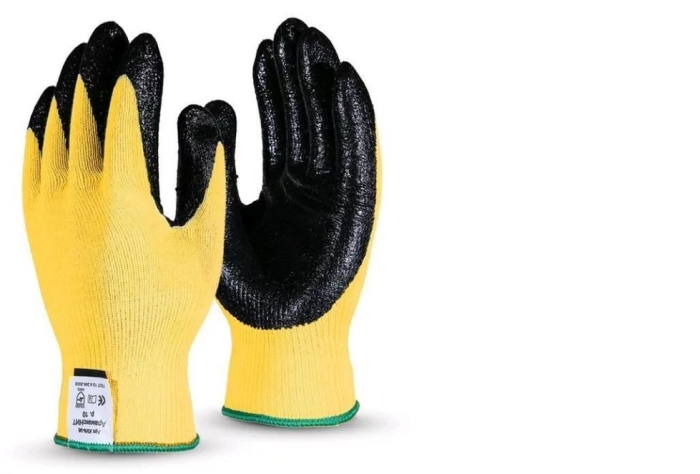 Перчатки в черной обливке желтые, размер S