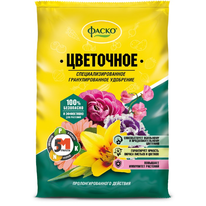 

Удобрение сухое 5М минеральное для Цветов гранулированное, 1 кг