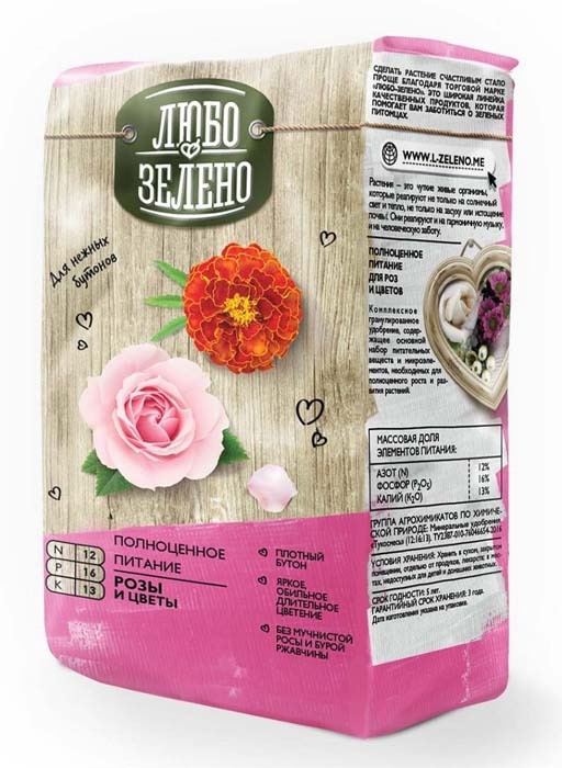 Тукосмесь Розы и Цветы Любо-Зелено, 1кг