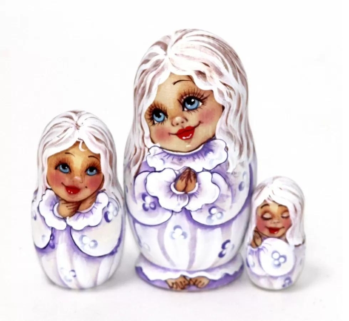 Матрешка Ангелочек фиолетовый, 11см