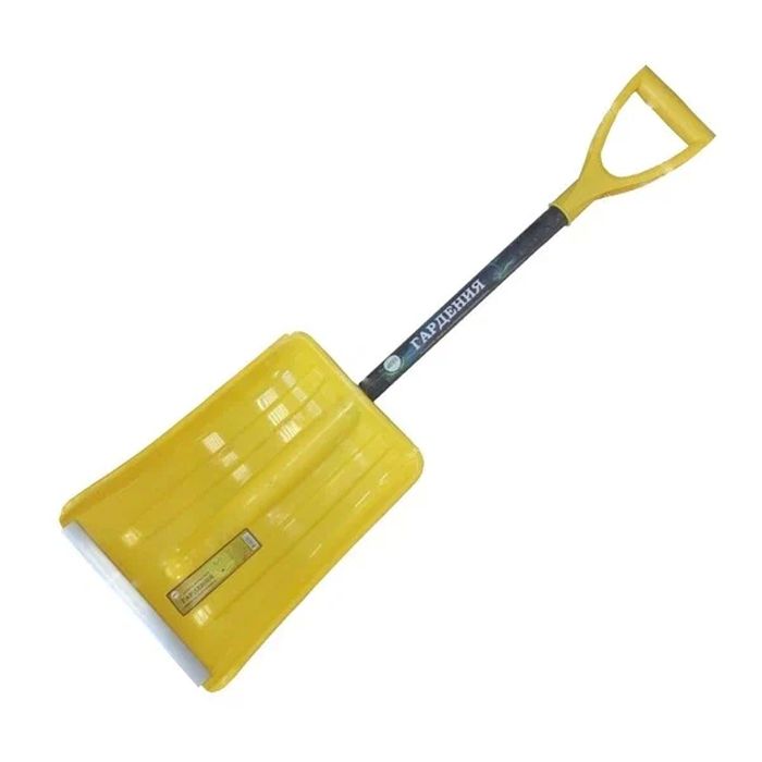 Лопата снеговая Актив-Авто с фибергласовым черенком и V-ручкой, желтая