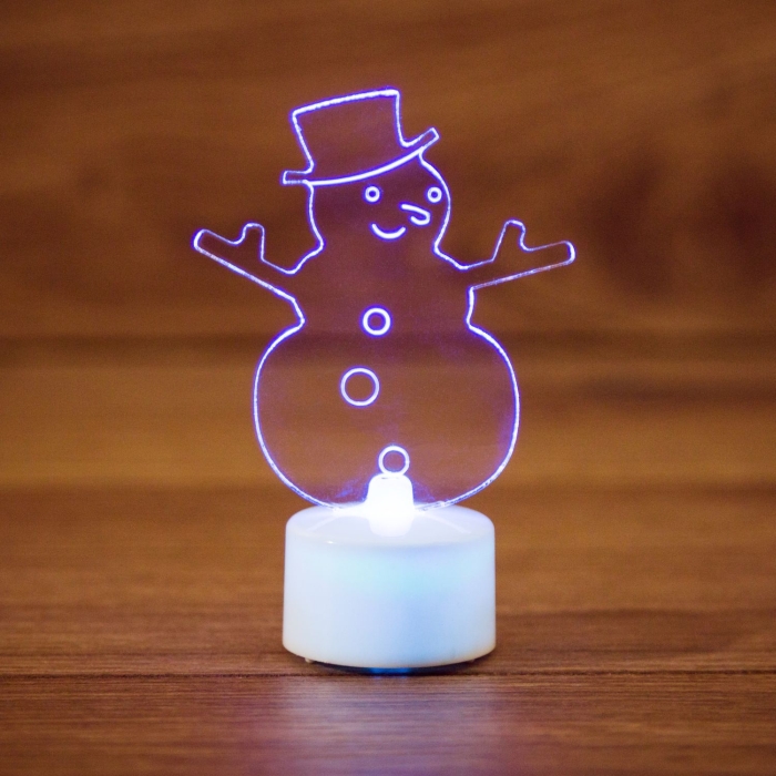 Фигура светодиодная на подставке Снеговик в шляпе 2D, RGB