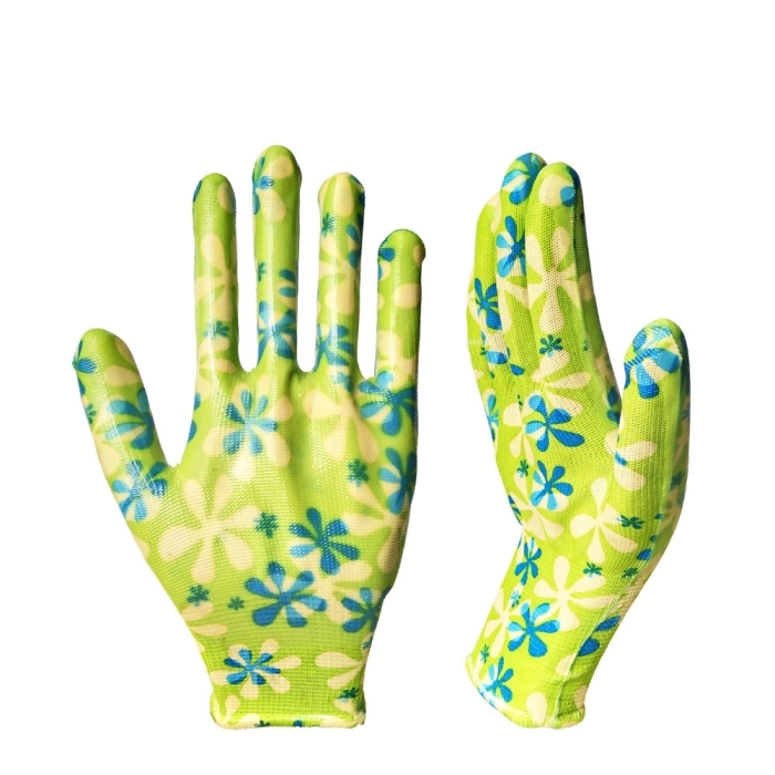Перчатки садовые c нитриловым покрытием Зеленая ромашка, размер М - купить с доставкой