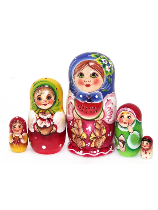 Матрешка Вера с арбузом, 14см