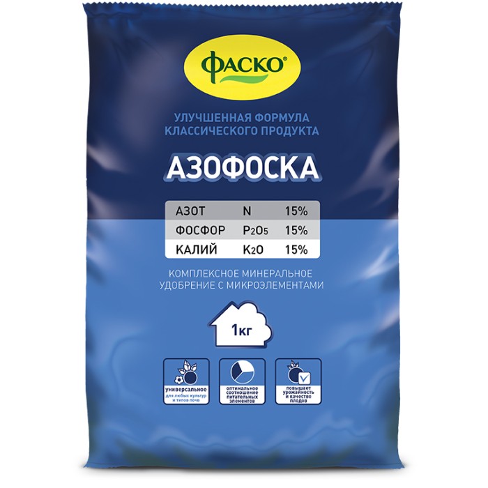 

Удобрение сухое Азофоска минеральное, 1кг