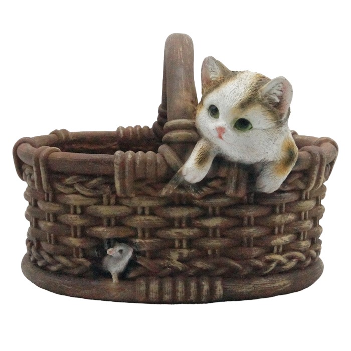 

Кашпо декоративное Котенок в лукошке с мышкой