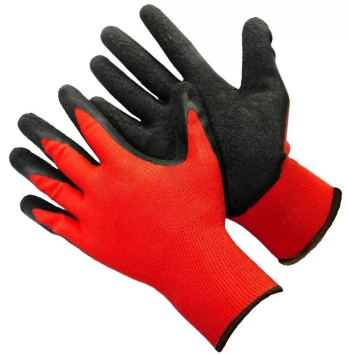 Перчатки в черной обливке красные, размер M