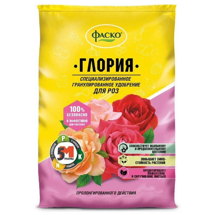 

Удобрение сухое 5М Глория минеральное для роз гранулированное, 1 кг