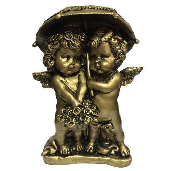 Фигура декоративная Ангелочки под зонтом (золото) - купить с доставкой