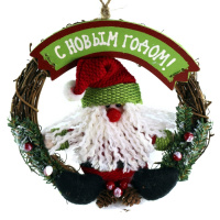Венок с Дедом Морозом, 18см - купить с доставкой