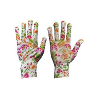 Перчатки садовые с точечной ПВХ заливкой цветочные, размер S - купить с доставкой