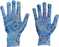 Перчатки садовые, с точечной заливкой голубые, размер S - купить с доставкой