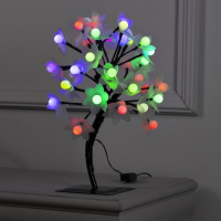 Светодиодный куст Цветы с шариками 30 см, 32 LED, мигание, 220 В, свечение мульти (RG/RB) - купить с доставкой