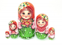Матрешка Маша с яблоками, 14см - купить с доставкой