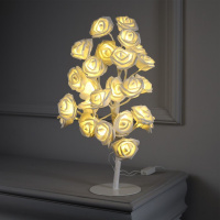 Светодиодный куст Розы белые 45 см, 24 LED, постоянное свечение, 220 В, свечение тёплое белое - купить с доставкой