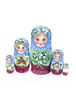 Матрешка Аня с ландышами, голубая, 14см - купить с доставкой