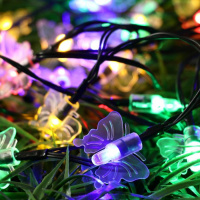 Гирлянда Нить 5.4 м с насадками Бабочки, IP44, 35 LED, свечение мульти, 2 режима, солнечная батарея - купить с доставкой