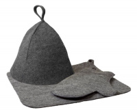 Набор из 3-х предметов (шапка, коврик, рукавица), серый - купить с доставкой