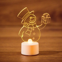 Фигура светодиодная на подставке Снеговик с подарком 2D, RGB - купить с доставкой