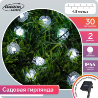 Гирлянда Нить 4.5 м с насадками Сердца, IP44, 30 LED, свечение белое, 2 режима, солнечная батарея - купить с доставкой