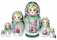 Матрешка Пейзаж зеленый - купить с доставкой