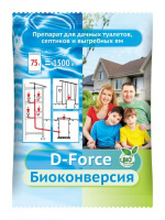 D-FORCE Биоконверсия для дачных туалетов, септиков и выгребных ям, 75г - купить с доставкой
