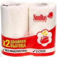 Туалетная бумага SunDay белая 2сл 4шт - купить с доставкой