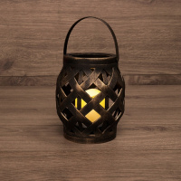 Декоративный фонарь со свечкой, плетеный корпус, бронза - купить с доставкой