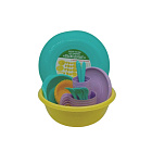 Набор посуды для пикника №8 Выходные на 4 персоны, желто-сиренвый, 30 предметов