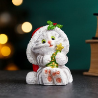 Котенок с елочкой серый, 6см - купить с доставкой
