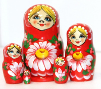 Матрешка Ромашка красная, 9см - купить с доставкой